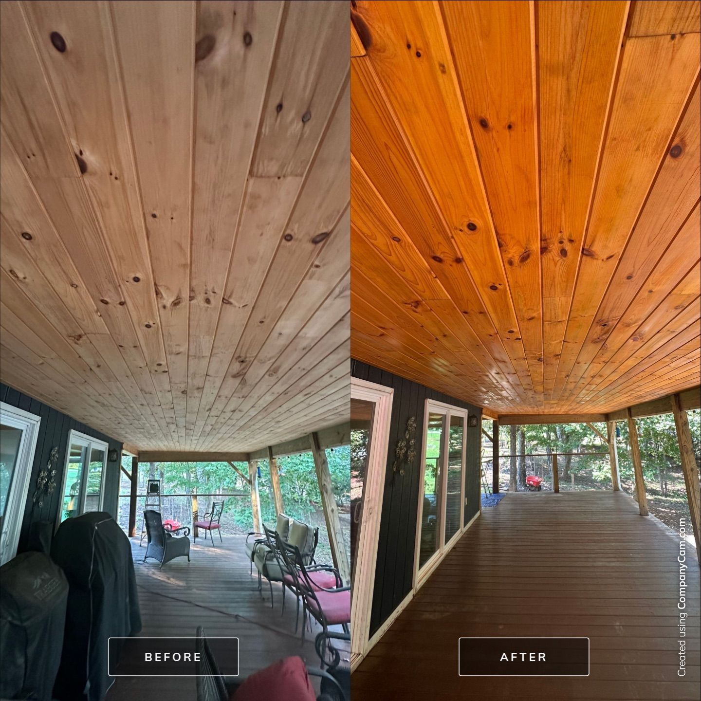 Wood Ceiling Staining Project